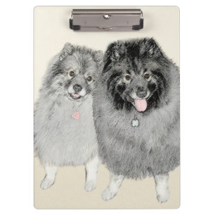 Keeshond Mama and Son Painting - Originelle Hundek Klemmbrett