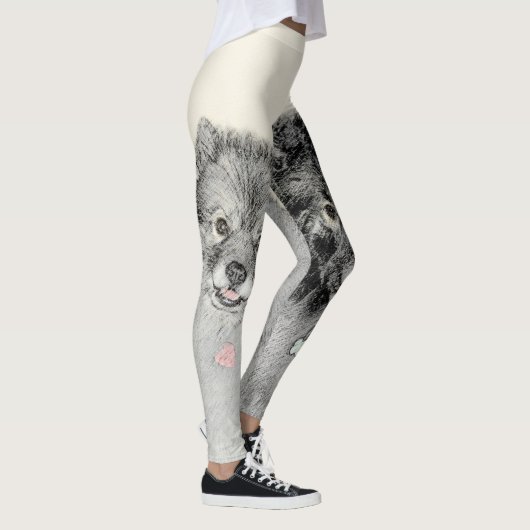 Keeshond Mama and Son Painting - Originelle Hundek Leggings (Rechts)