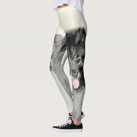 Keeshond Mama and Son Painting - Originelle Hundek Leggings (Links)