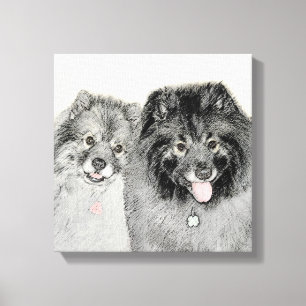 Keeshond Mama and Son Painting - Originelle Hundek Leinwanddruck