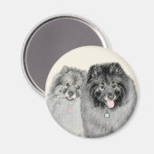 Keeshond Mama and Son Painting - Originelle Hundek Magnet (Vorderseite/Rückseite)