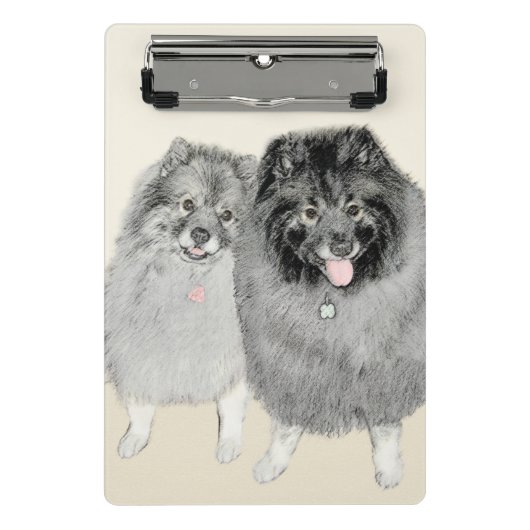 Keeshond Mama and Son Painting - Originelle Hundek Mini Klemmbrett (Vorderseite)