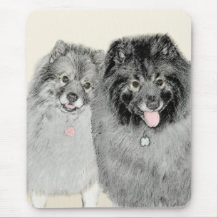 Keeshond Mama and Son Painting - Originelle Hundek Mousepad
