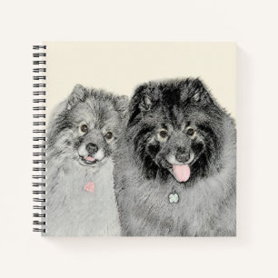 Keeshond Mama and Son Painting - Originelle Hundek Notizblock