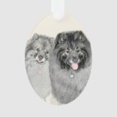 Keeshond Mama and Son Painting - Originelle Hundek Ornament (Vorderseite)
