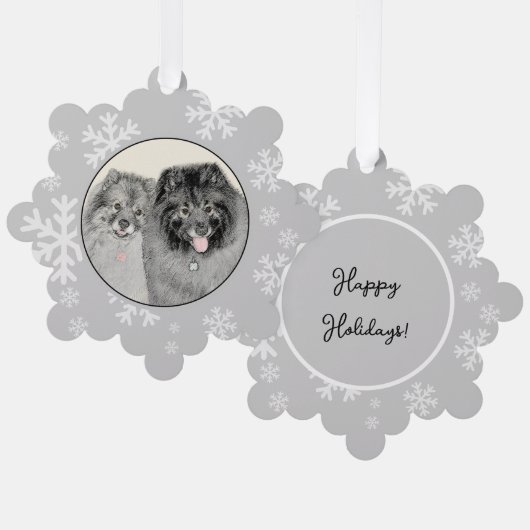 Keeshond Mama and Son Painting - Originelle Hundek Ornament Karte (Vorderseite/Rückseite)