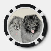 Keeshond Mama and Son Painting - Originelle Hundek Pokerchips (Rückseite)