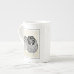 Keeshond Mama and Son Painting - Originelle Hundek Porzellantasse