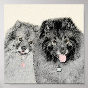 Keeshond Mama and Son Painting - Originelle Hundek Poster