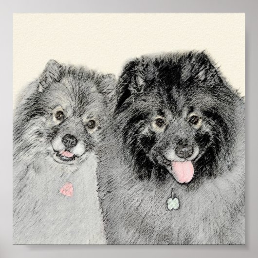 Keeshond Mama and Son Painting - Originelle Hundek Poster (Vorne)