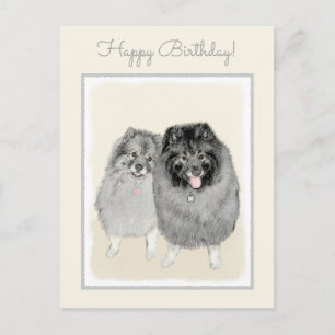 Keeshond Mama and Son Painting - Originelle Hundek Postkarte