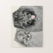Keeshond Mama and Son Painting - Originelle Hundek Puzzle (Vertikal)