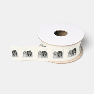 Keeshond Mama and Son Painting - Originelle Hundek Ripsband