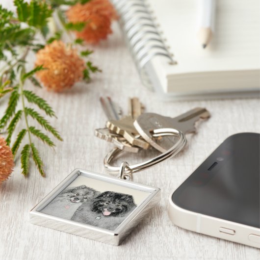 Keeshond Mama and Son Painting - Originelle Hundek Schlüsselanhänger (Seite)