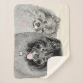 Keeshond Mama and Son Painting - Originelle Hundek Sherpadecke (Vorderseite)