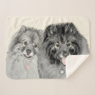 Keeshond Mama and Son Painting - Originelle Hundek Sherpadecke
