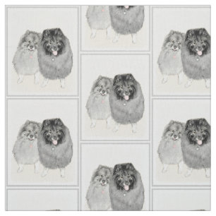 Keeshond Mama and Son Painting - Originelle Hundek Stoff