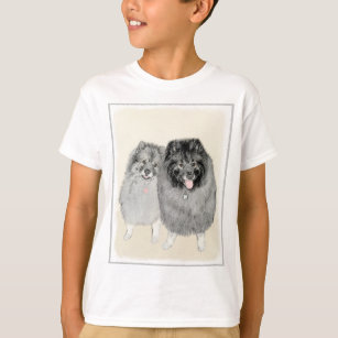 Keeshond Mama and Son Painting - Originelle Hundek T-Shirt