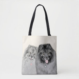 Keeshond Mama and Son Painting - Originelle Hundek Tasche