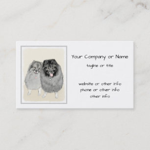 Keeshond Mama and Son Painting - Originelle Hundek Telefonnummerkarte