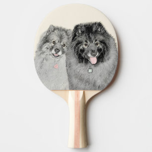 Keeshond Mama and Son Painting - Originelle Hundek Tischtennis Schläger
