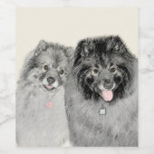 Keeshond Mama and Son Painting - Originelle Hundek Weinetikett (Einzelnes Label)