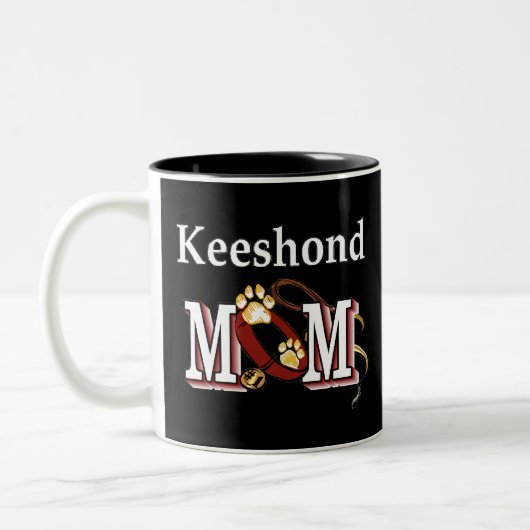 Keeshond-Mama-Tasse Zweifarbige Tasse (Links)