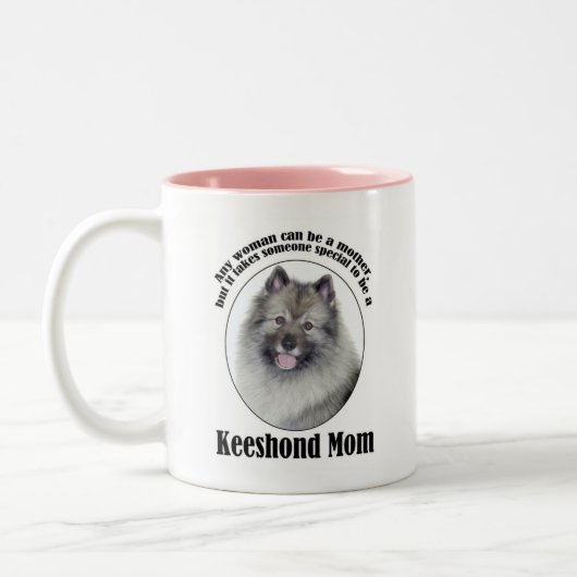 Keeshond-Mama Zweifarbige Tasse (Links)