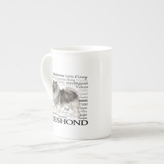Keeshond-Merkmal-Tasse Porzellantasse (Vorderseite Links)