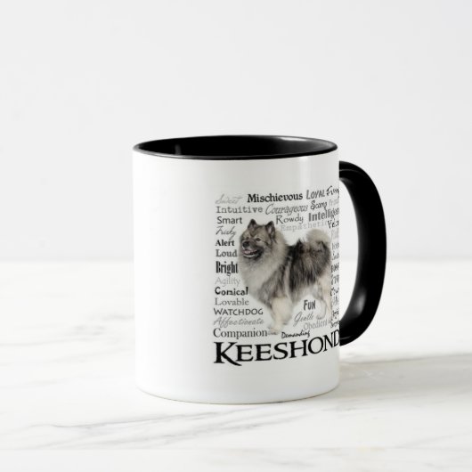 Keeshond-Merkmal-Tasse Tasse (VorderseiteRechts)