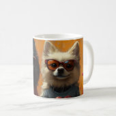 Keeshond mit Herz-Rose Valentinstag Kaffeetasse (VorderseiteRechts)