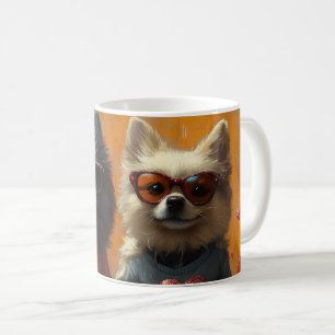 Keeshond mit Herz Rosen Valentinstag Kaffeetasse