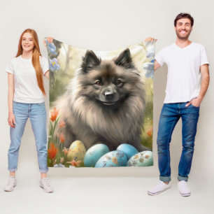 Keeshond mit Ostereiern Fleecedecke