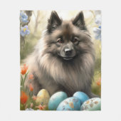 Keeshond mit Ostereiern Fleecedecke (Vorderseite)
