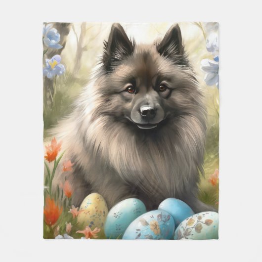Keeshond mit Ostereiern Fleecedecke (Vorderseite)