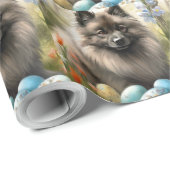 Keeshond mit Ostereiern Geschenkpapier (Rolleneckpunkt)
