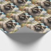Keeshond mit Ostereiern Geschenkpapier (Ecke)