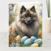Keeshond mit Ostereiern Karte (Vorderseite)