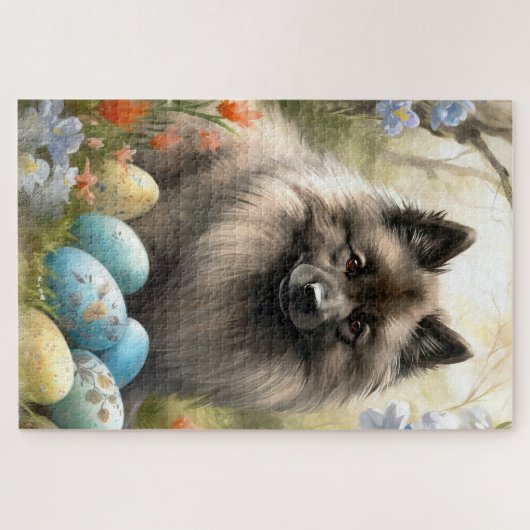 Keeshond mit Ostereiern Puzzle (Horizontal)