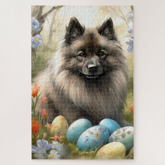 Keeshond mit Ostereiern Puzzle (Vertikal)