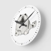 Keeshond mit Puppies Niedlich Keesie Dogs Runde Wanduhr (Winkel)