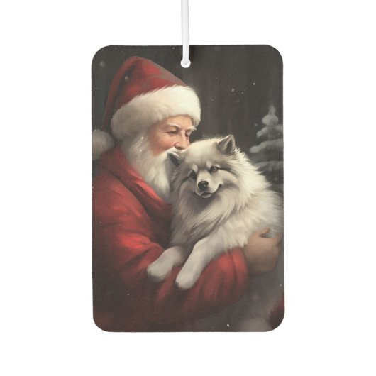 Keeshond mit Weihnachtsfeiern Autolufterfrischer (Vorderseite)