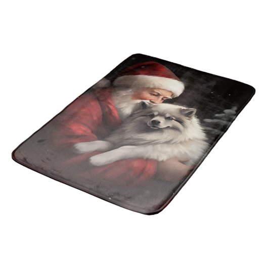 Keeshond mit Weihnachtsfeiern Badematte (Schrägansicht)