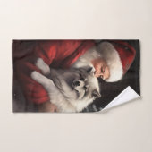 Keeshond mit Weihnachtsfeiern Badhandtuch Set (Handtuch)