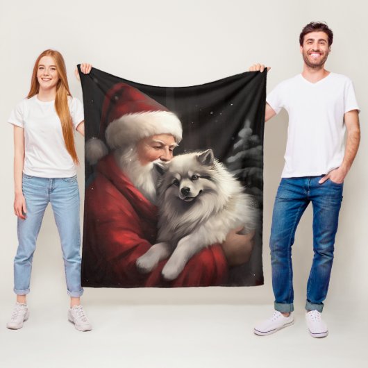 Keeshond mit Weihnachtsfeiern Fleecedecke (Beispiel)