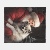 Keeshond mit Weihnachtsfeiern Fleecedecke (Vorderseite (Horizontal))