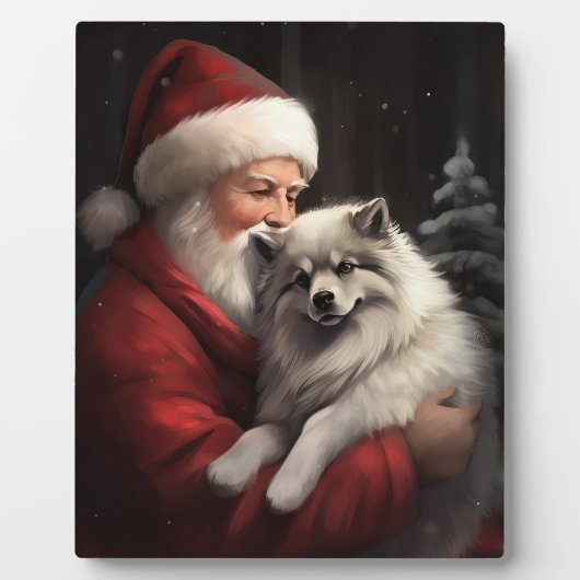 Keeshond mit Weihnachtsfeiern Fotoplatte (Vorderseite)