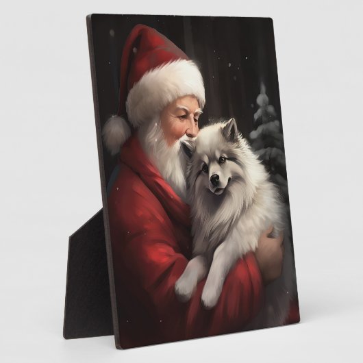 Keeshond mit Weihnachtsfeiern Fotoplatte (Seite)
