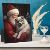 Keeshond mit Weihnachtsfeiern Fotoplatte (Seite)