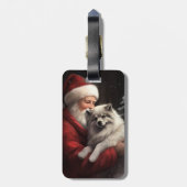 Keeshond mit Weihnachtsfeiern Gepäckanhänger (Rückseite vertikal)